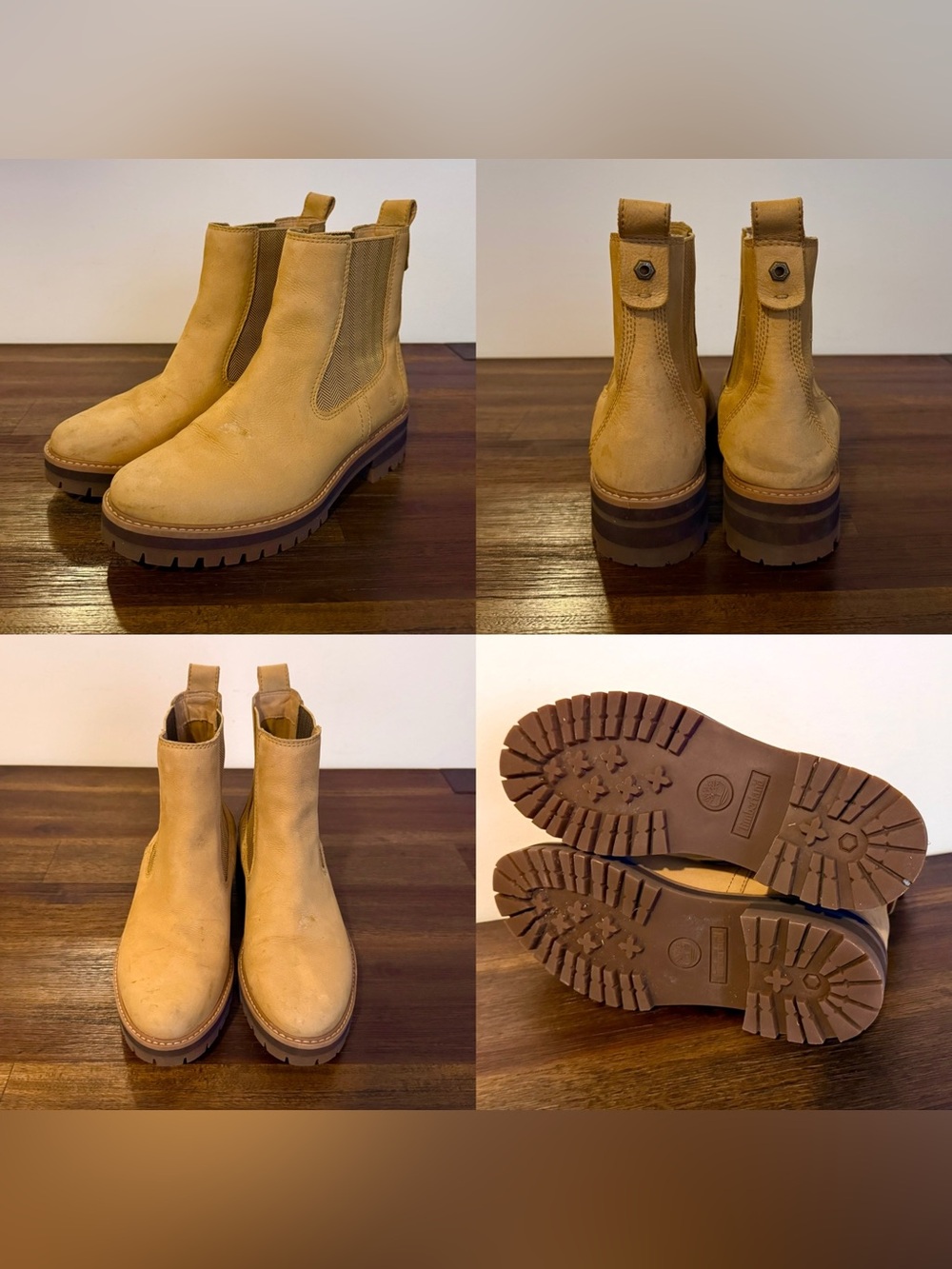 Timberland Tan Nubuck Boots Women Size 10 (8.5 Men) Chelsea Ankle Lug Sole DEAL - Picture 3 of 4